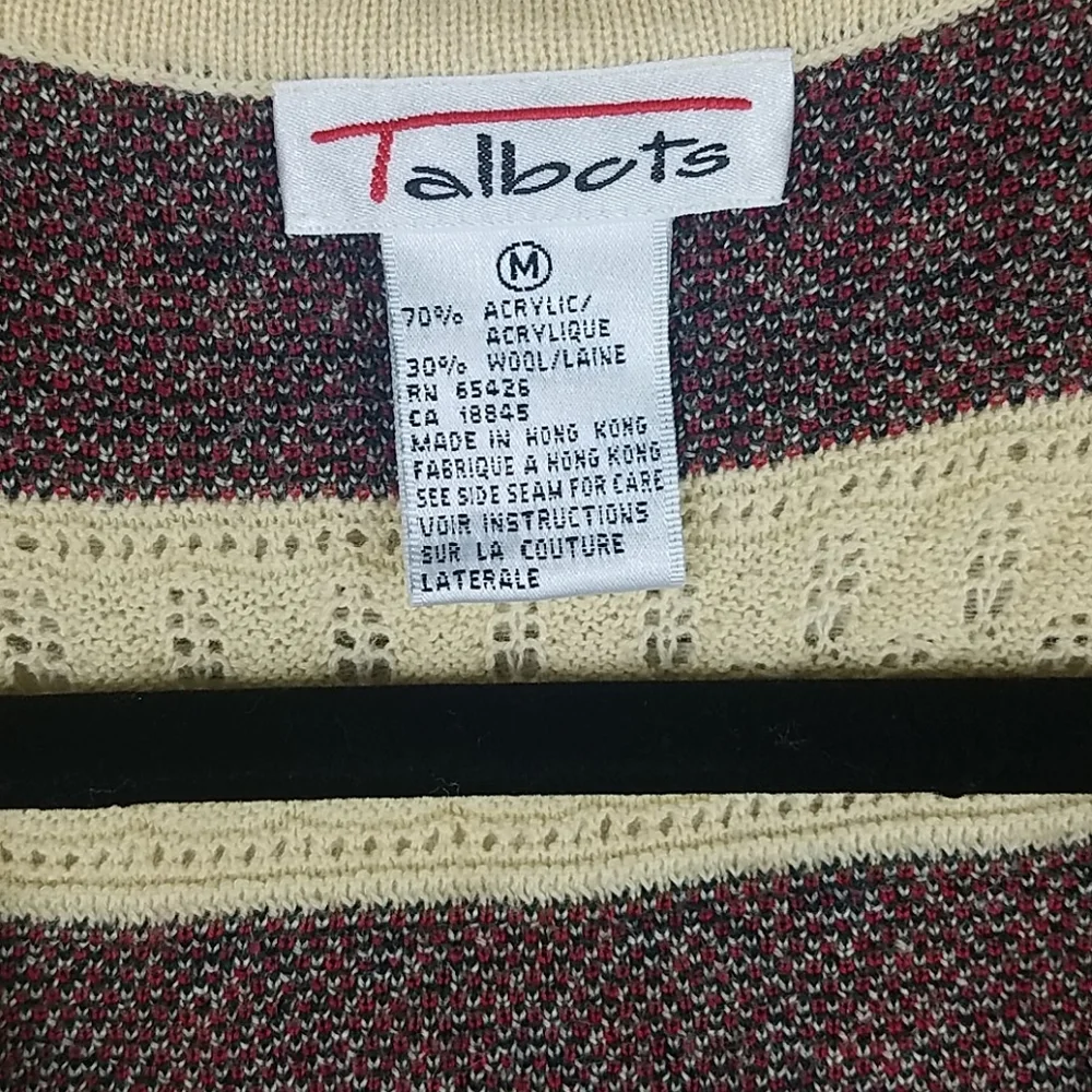 Talbots, Black, creme and red sweater vest, Sz M - Picture 9 of 9